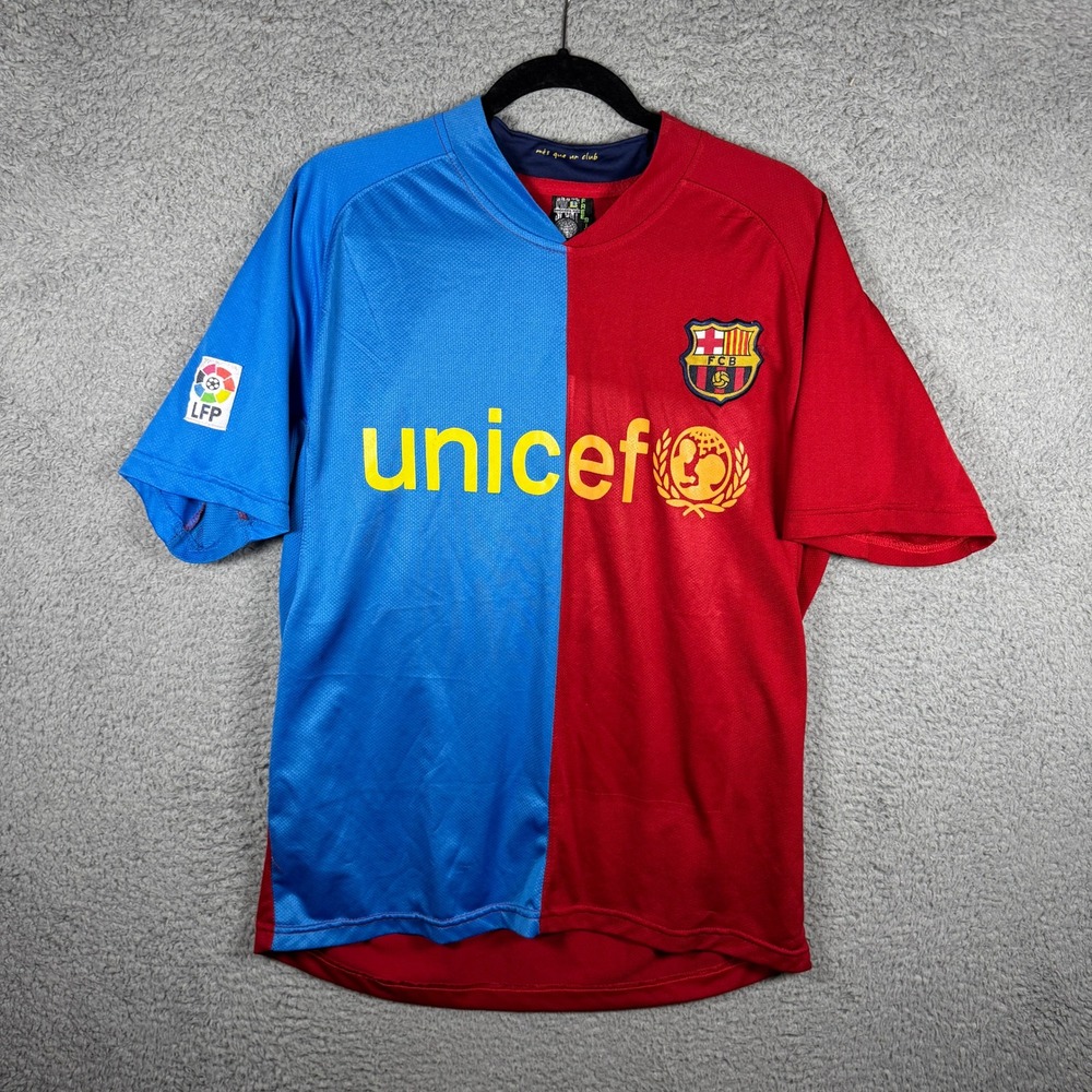 FC Barcelona Unicef Soccer Jersey Red Blue Split Emir 11 LFP Mens XL World Cup